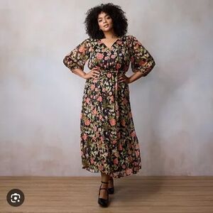 LC Lauren Conrad Black Floral Maxi Dress